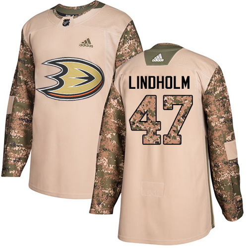 Adidas Ducks #47 Hampus Lindholm Camo Authentic Veterans Day Stitched NHL Jersey - Click Image to Close